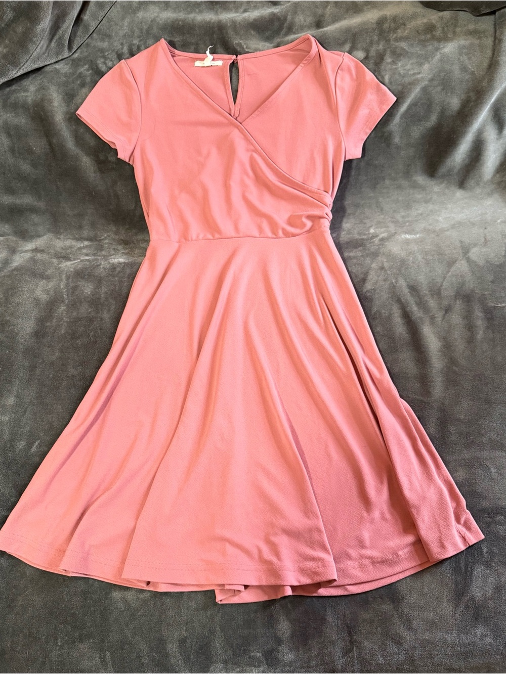 Maurices Rose Pink Short-Sleeve Wrap Fit & Flare Midi Dress